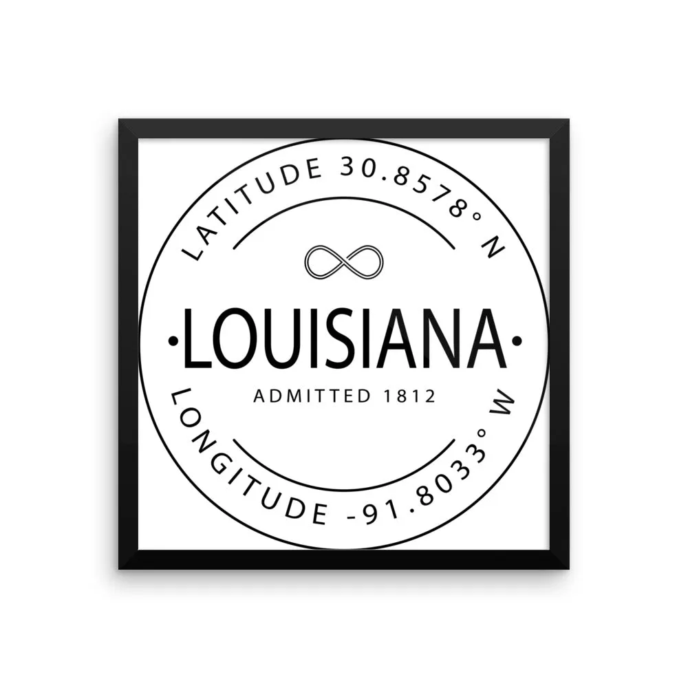 Louisiana - Framed Print - Latitude & Longitude