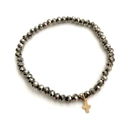 Luxe Cross Bracelet in Metallic Gray