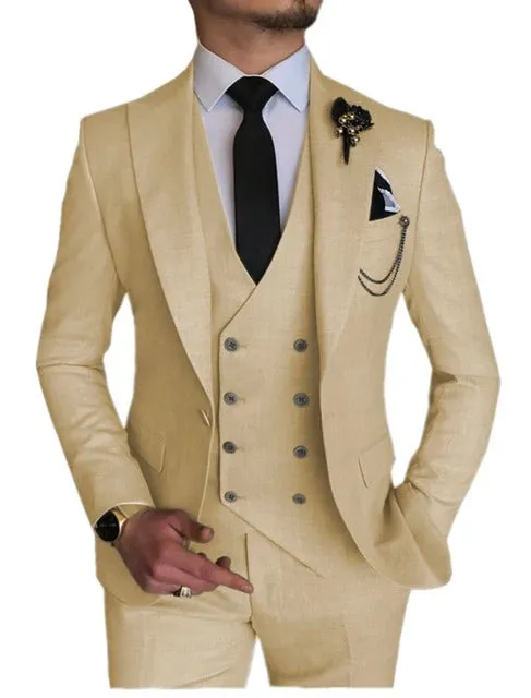 Men 3 Pieces Suit Tailored Wedding Slim Fit Business Blazer Jacket Vest Pants Tuxedo | 101