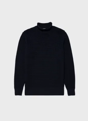 Men's Merino Fisherman Jumper in Navy