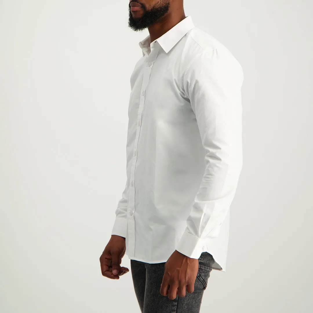 MENS ZAFF WHITE L/S SLIMFIT CORE SHIRT