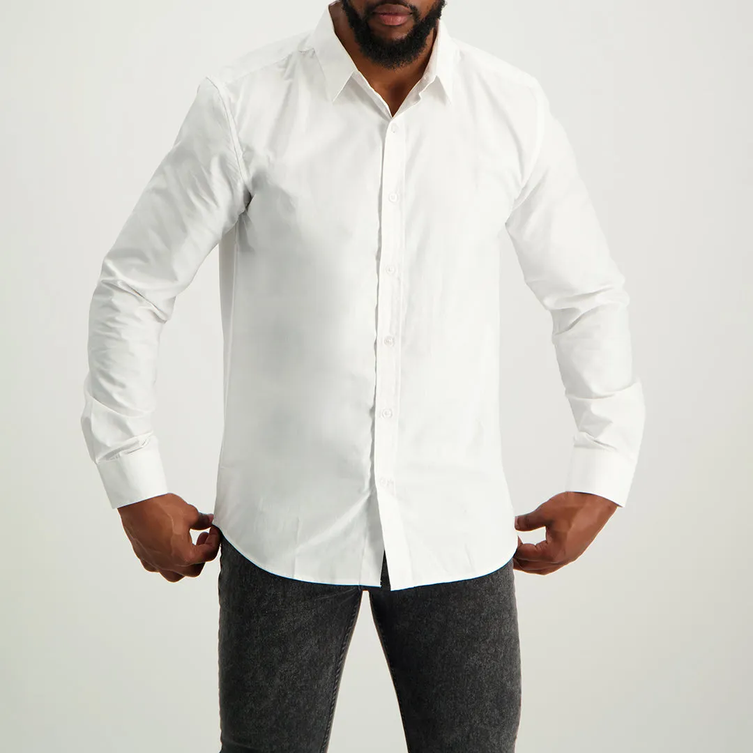 MENS ZAFF WHITE L/S SLIMFIT CORE SHIRT