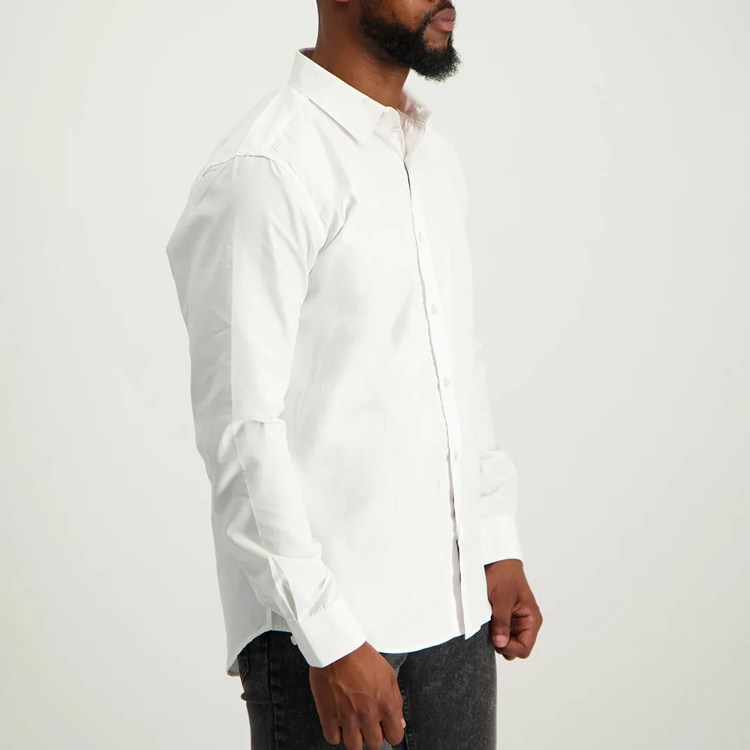 MENS ZAFF WHITE L/S SLIMFIT CORE SHIRT