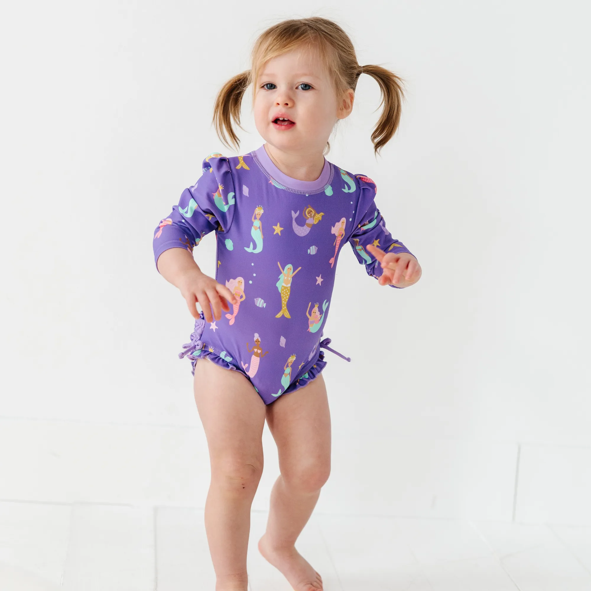 Mermaid in the U.S.A. Long Sleeve Ruffle Swimsuit