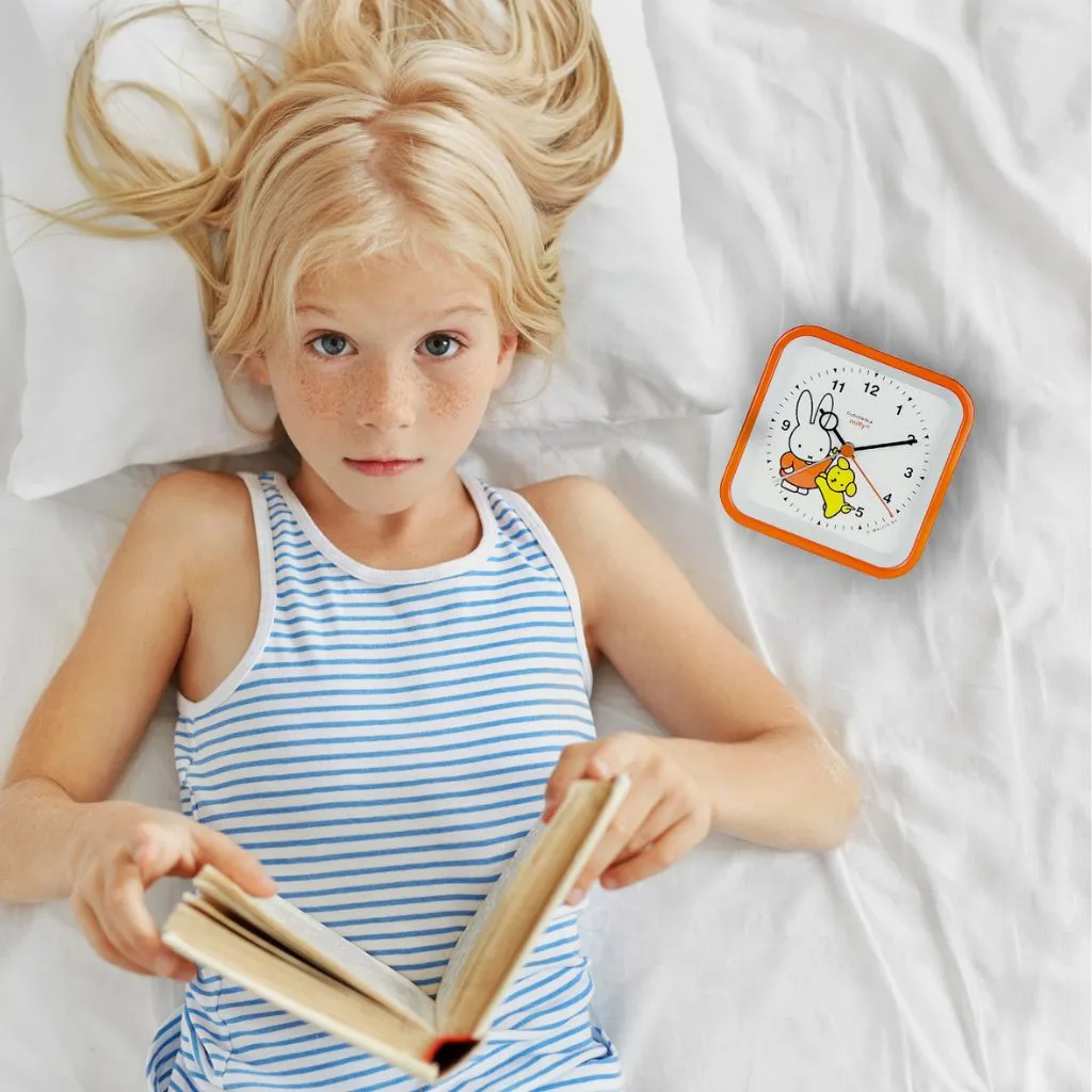 Miffy-Themed Orange Childrens Alarm Clock with Nightlight and Fun Wake-Up Sounds