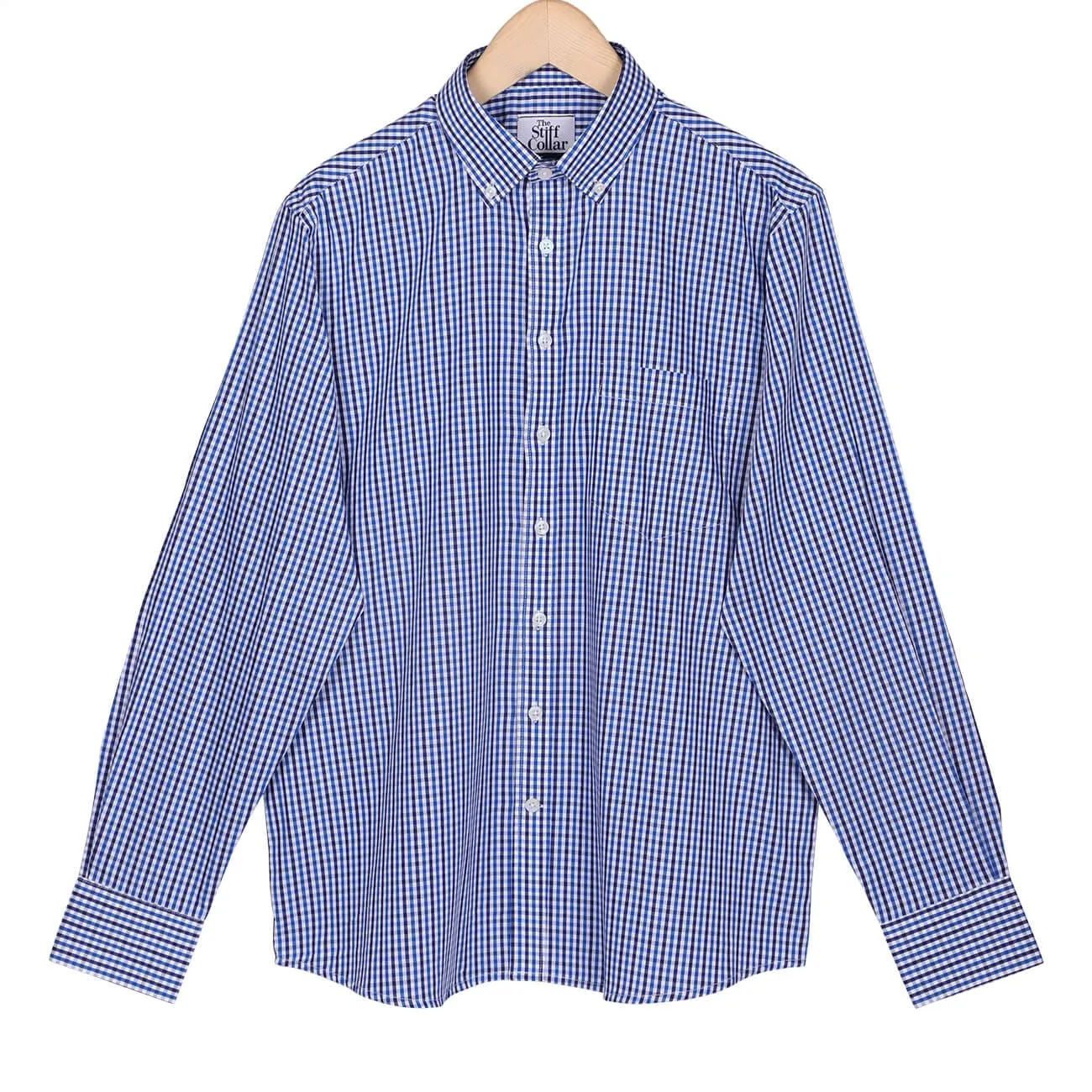 Monti Ultramarine Blue Button-Down Gingham Checks Shirt