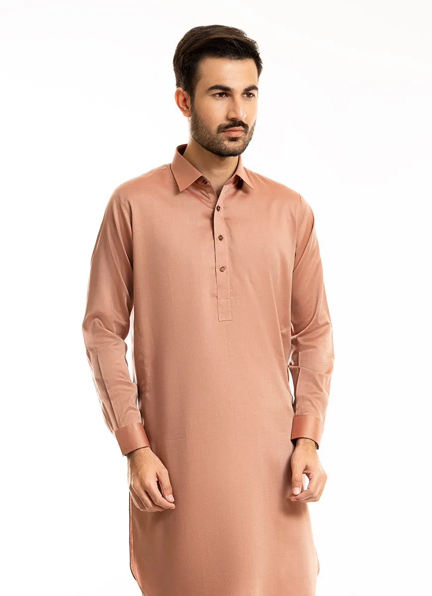 Mustard Brown Bird Eye Yarn Dyed Textured Shalwar Kameez