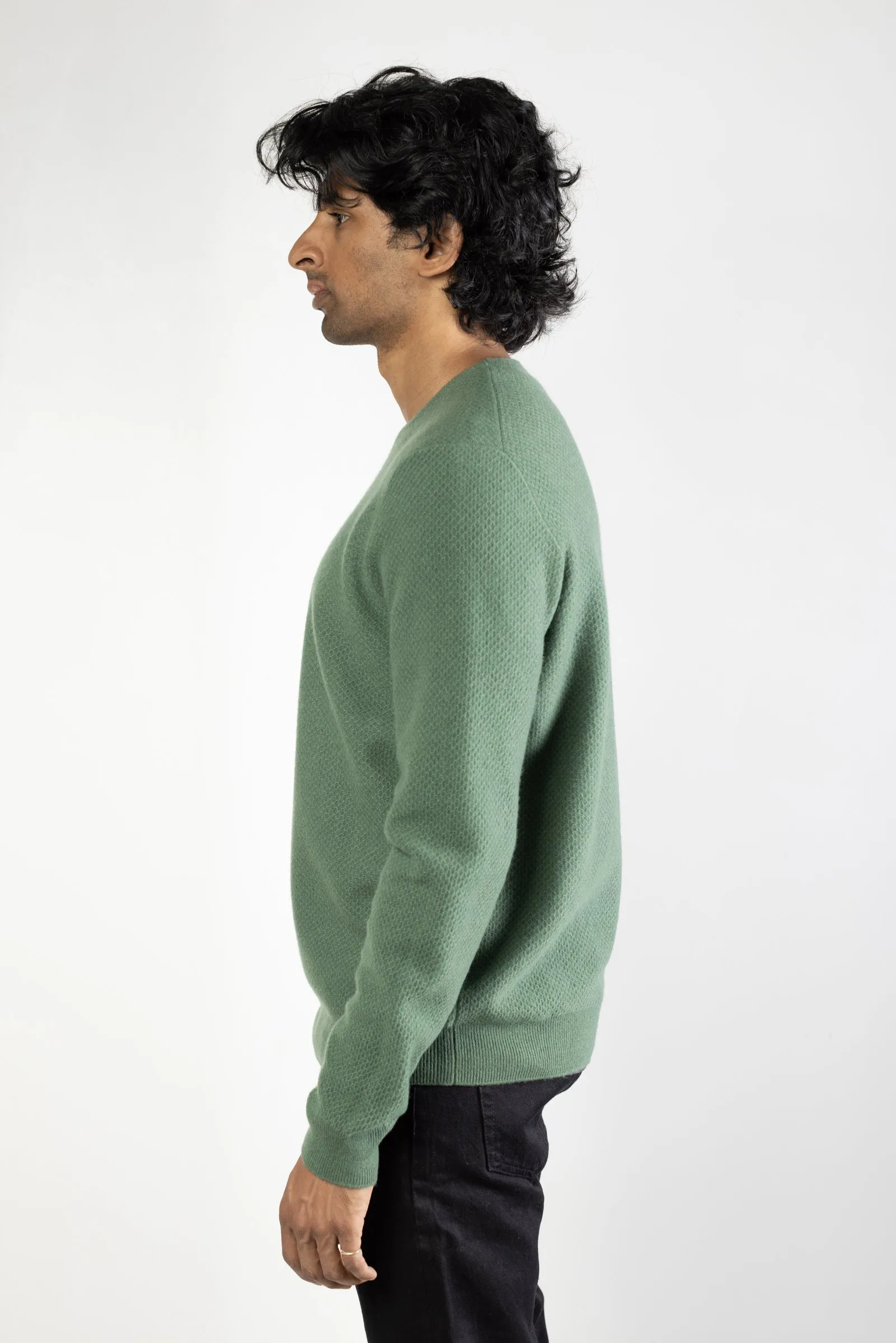 NS3019-5 New Wool Honeycomb Stitch Neck in Hunter Green