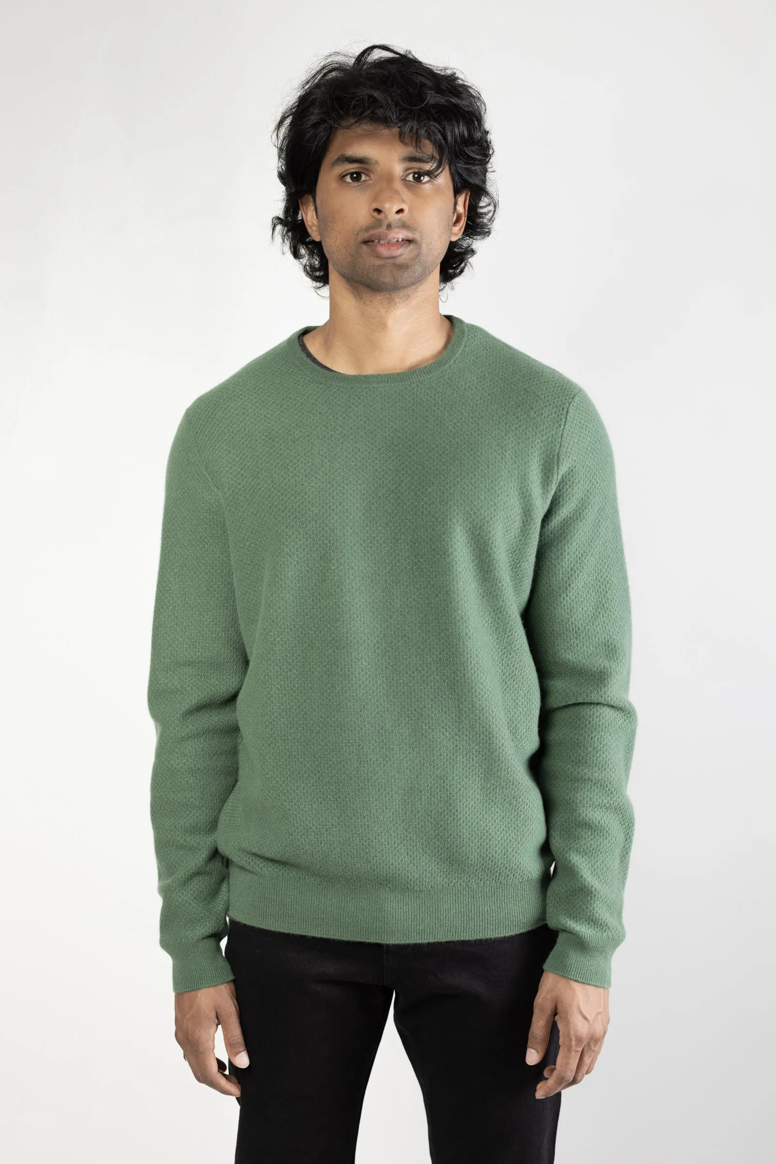 NS3019-5 New Wool Honeycomb Stitch Neck in Hunter Green