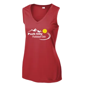 Park City Pickleball Club (White Words) Customizable | Women’s Sleeveless Athletic Shirt | 100% Polyester