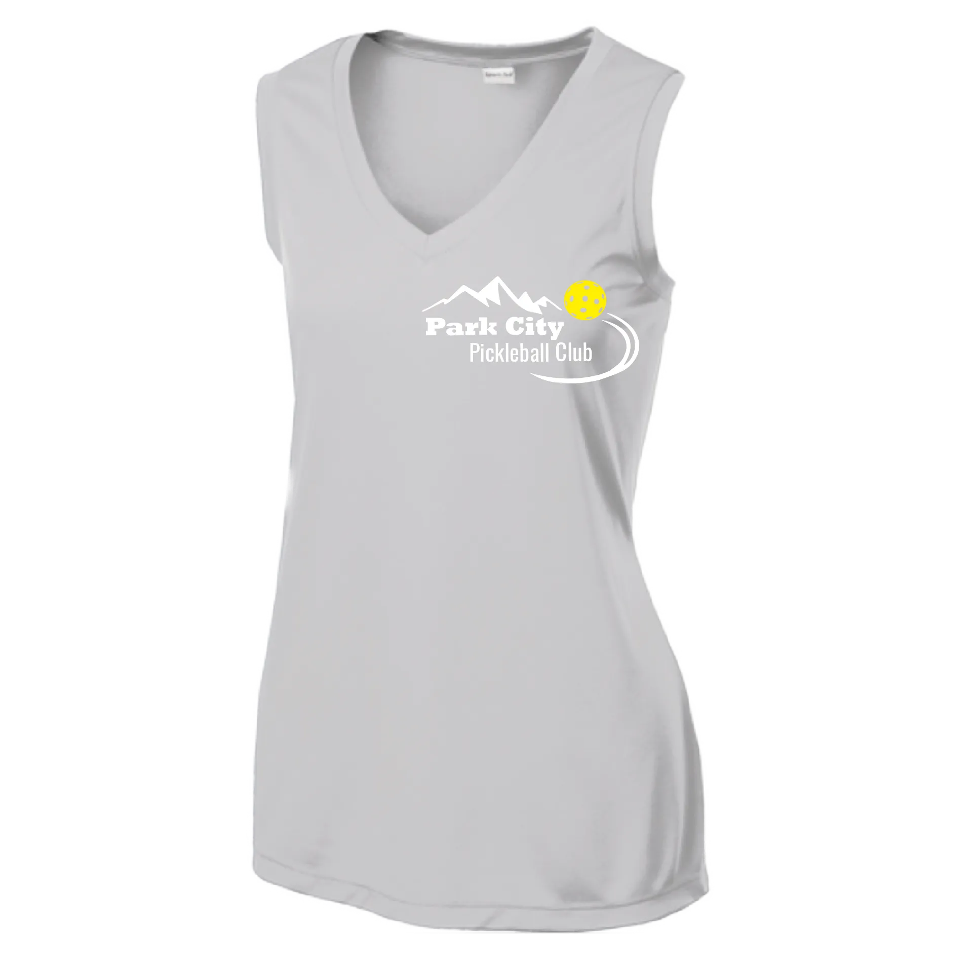 Park City Pickleball Club (White Words) Customizable | Women’s Sleeveless Athletic Shirt | 100% Polyester