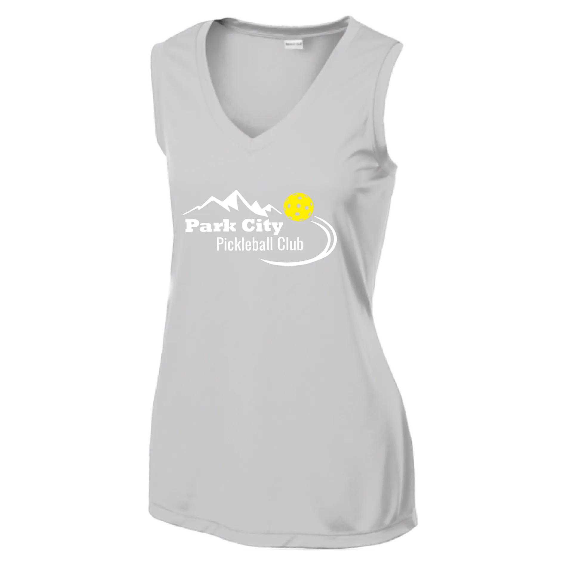 Park City Pickleball Club (White Words) Customizable | Women’s Sleeveless Athletic Shirt | 100% Polyester