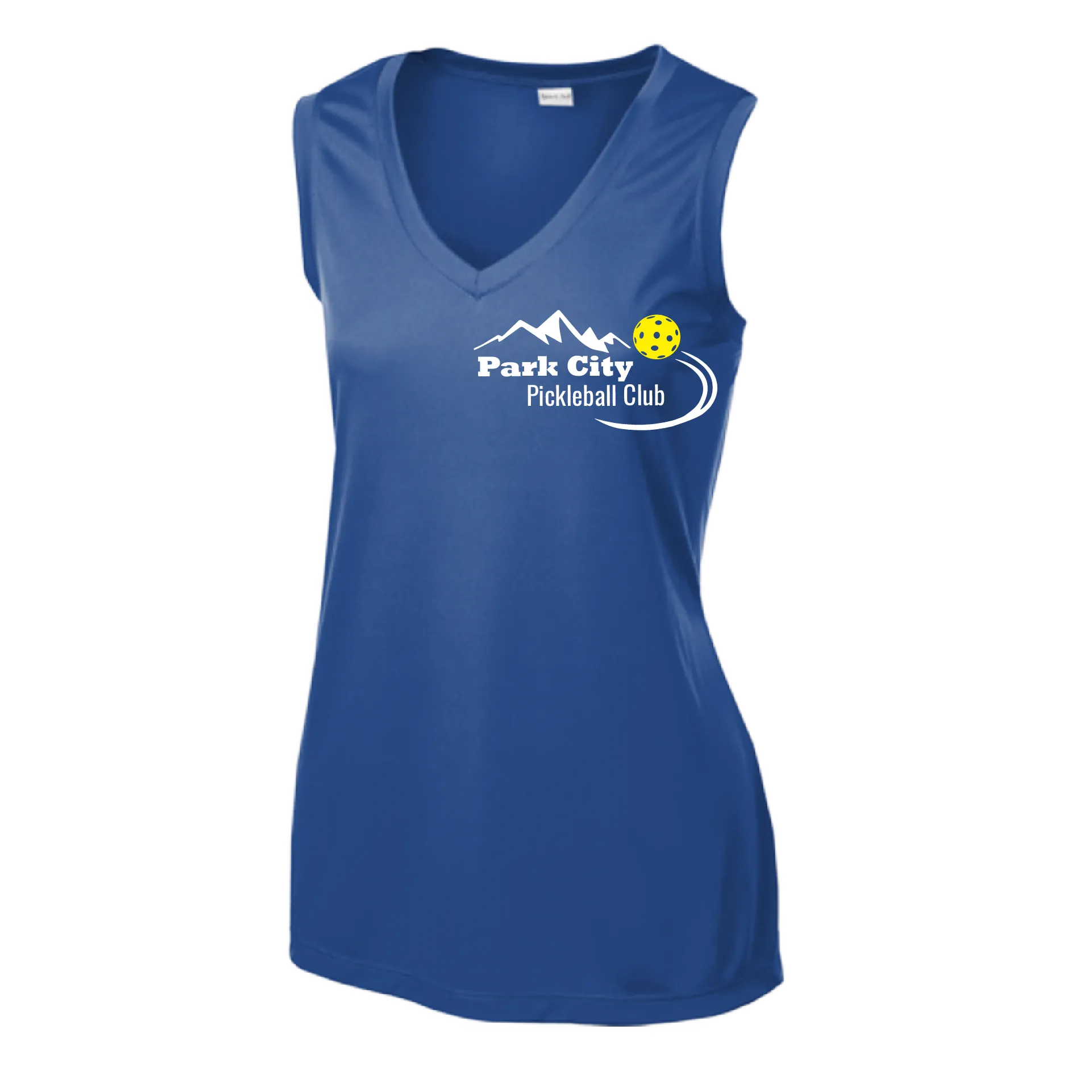 Park City Pickleball Club (White Words) Customizable | Women’s Sleeveless Athletic Shirt | 100% Polyester