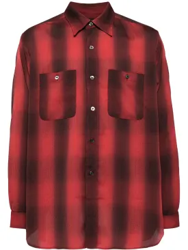 POLY CREPE OMBRE PLAID CHECKED WORK SHIRT