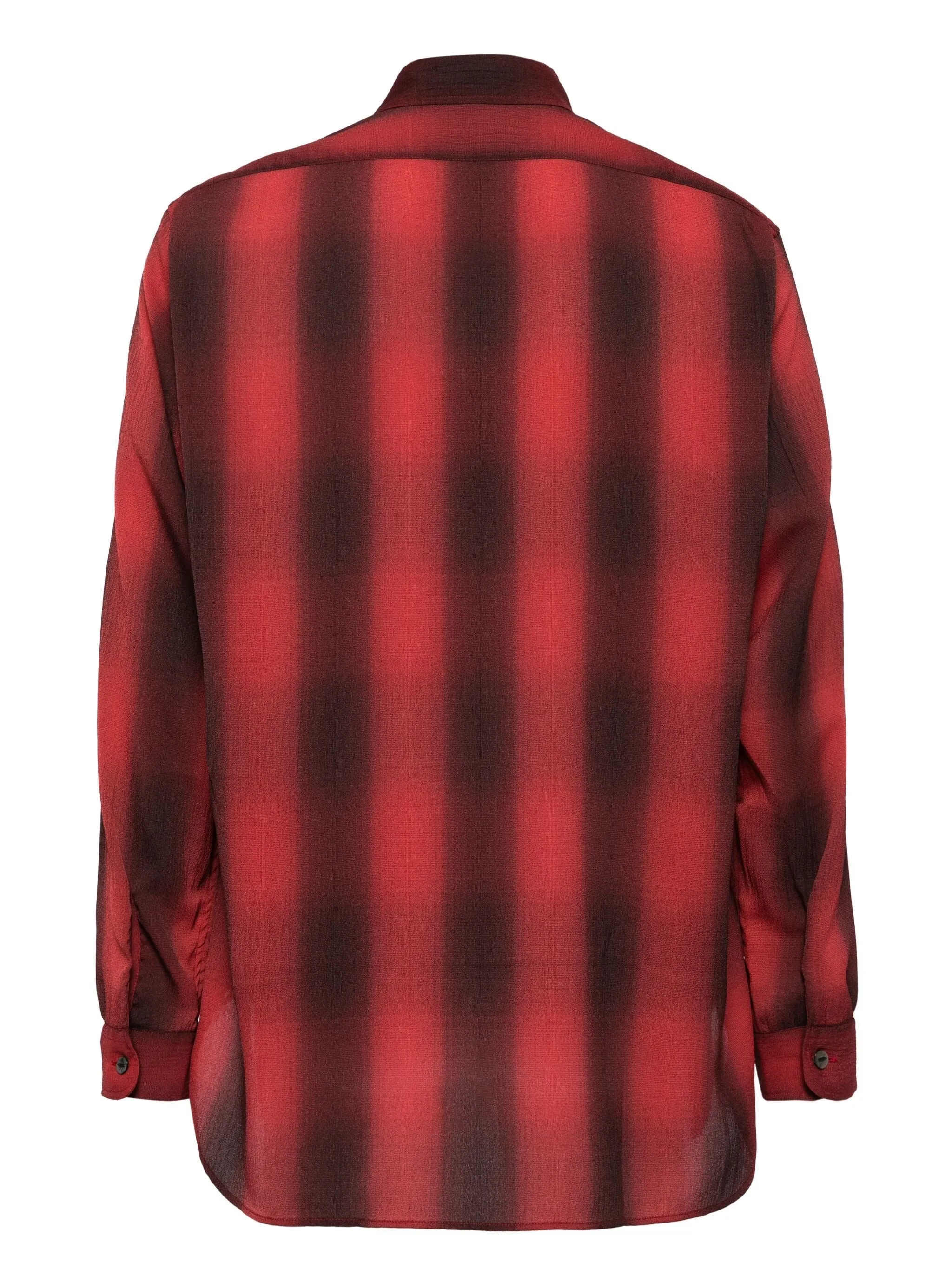 POLY CREPE OMBRE PLAID CHECKED WORK SHIRT