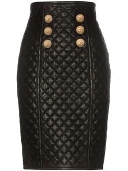 Certainly! Heres an optimized title for the e-commerce product:

Chic Quilted Genuine Leather A-Line Skirt for Women