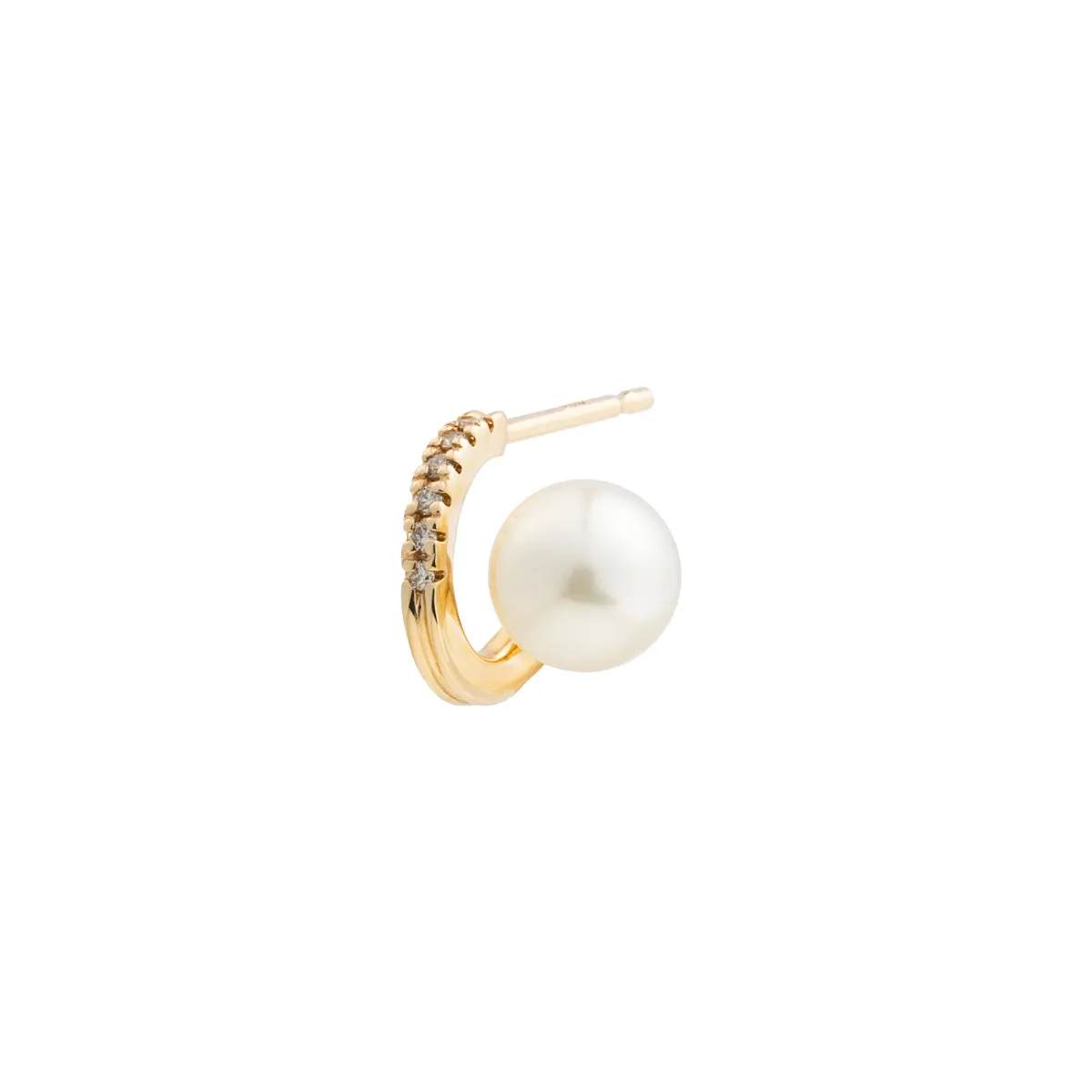 "Drosera"  Diamond Akoya Pearl Earring for Left ear