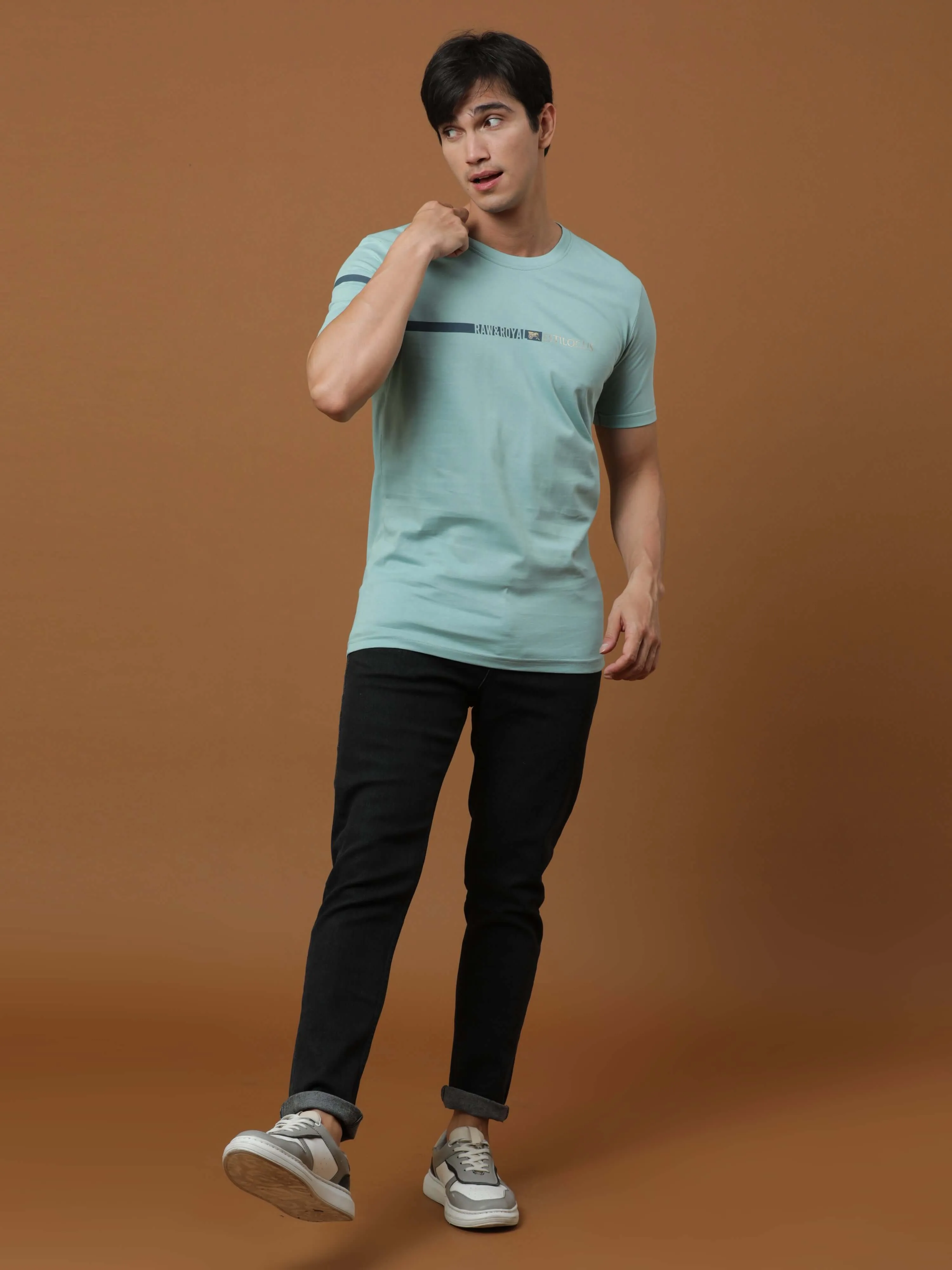 Raw&Royal Aqua Printed T Shirt