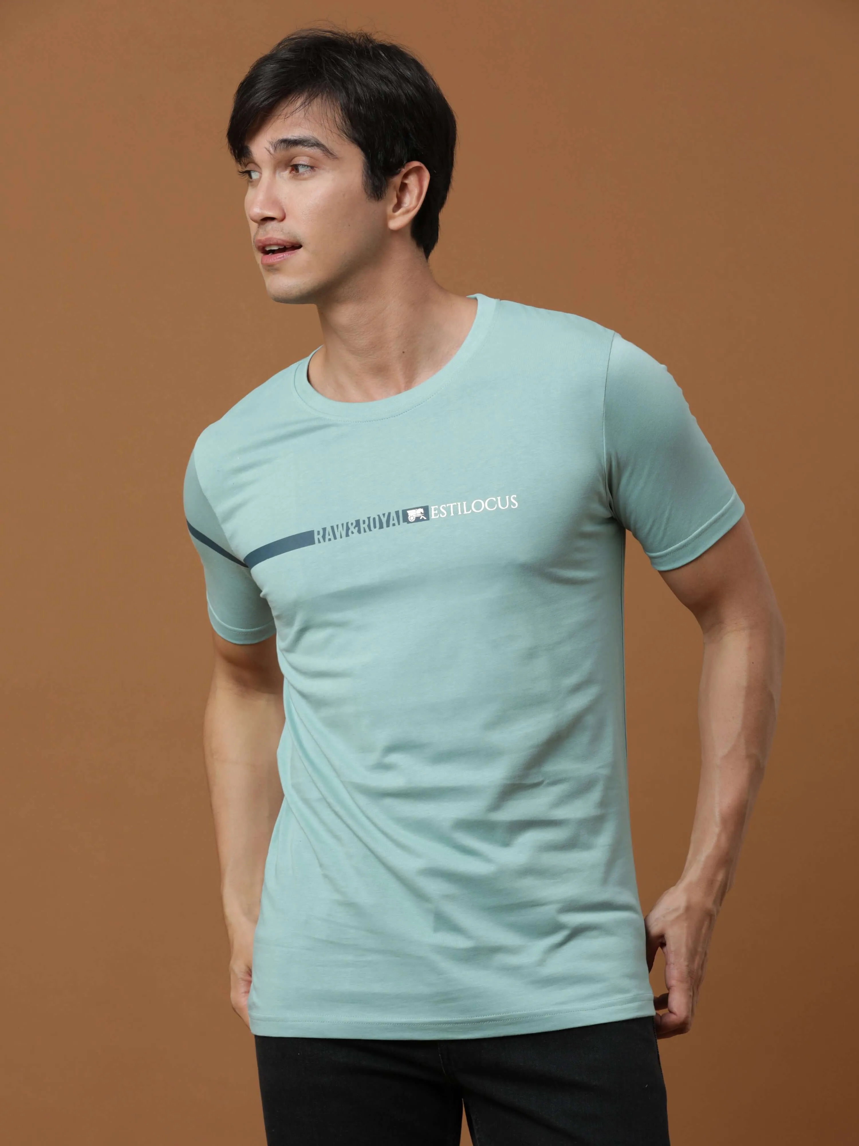 Raw&Royal Aqua Printed T Shirt