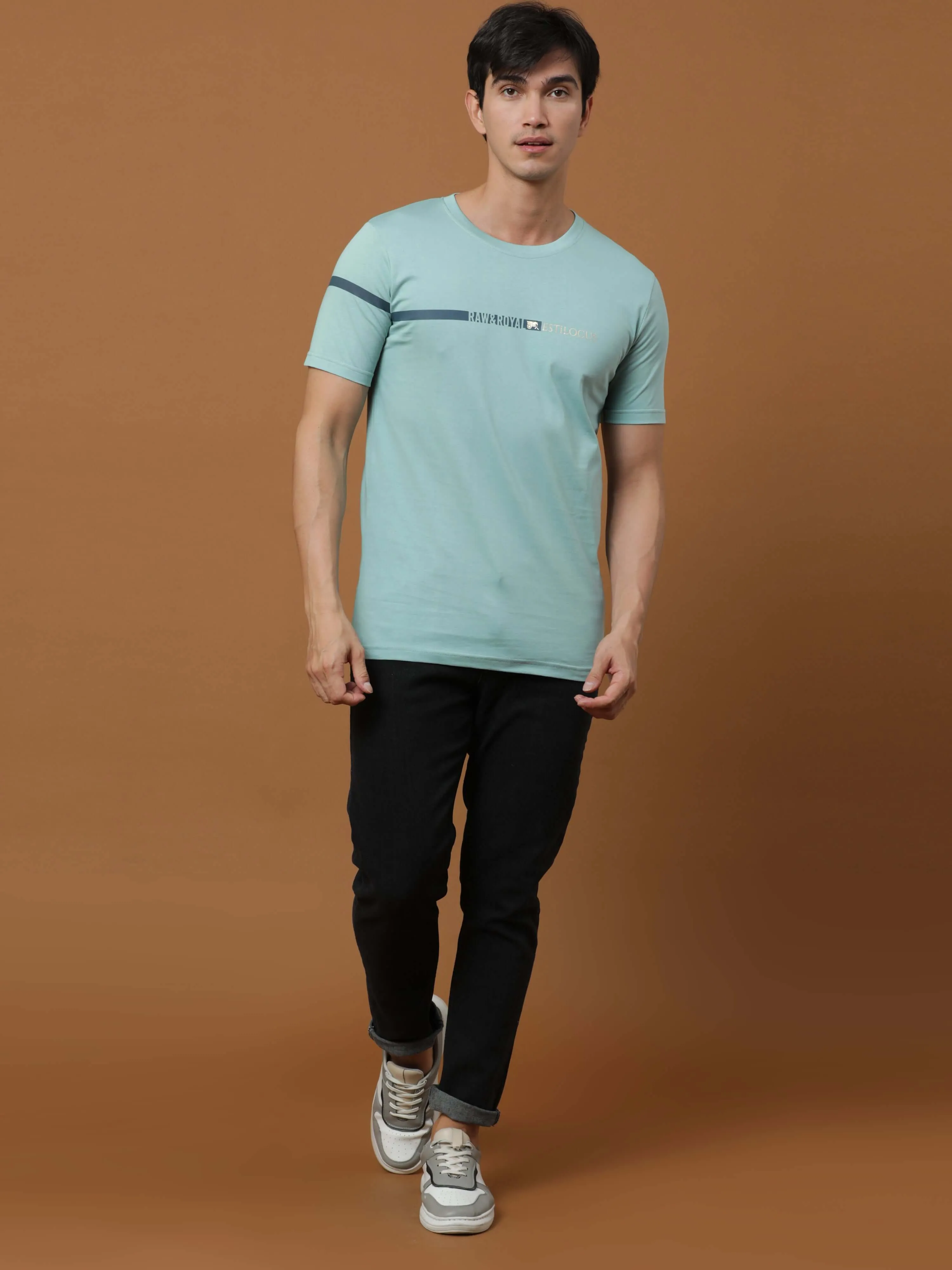 Raw&Royal Aqua Printed T Shirt