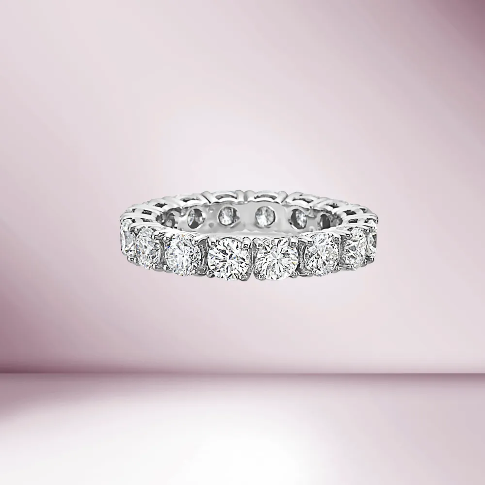 Ready to Ship Diamond Eternity Band (4.68 ct.) in 18K Gold, Made in Italy