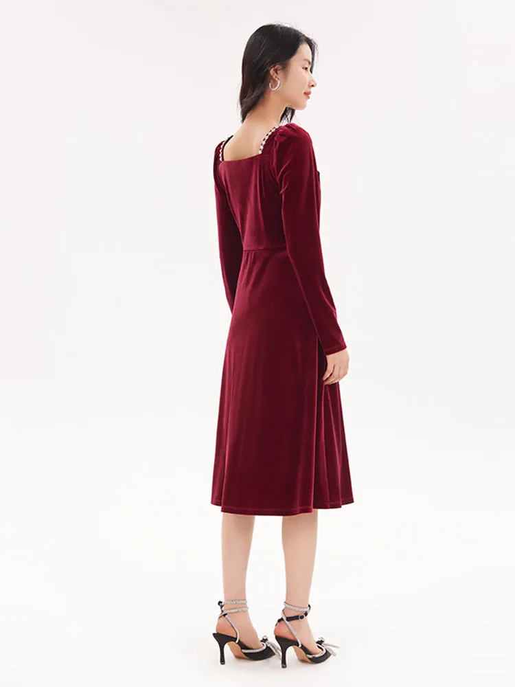 Red Velvet Twisted Midi Dress