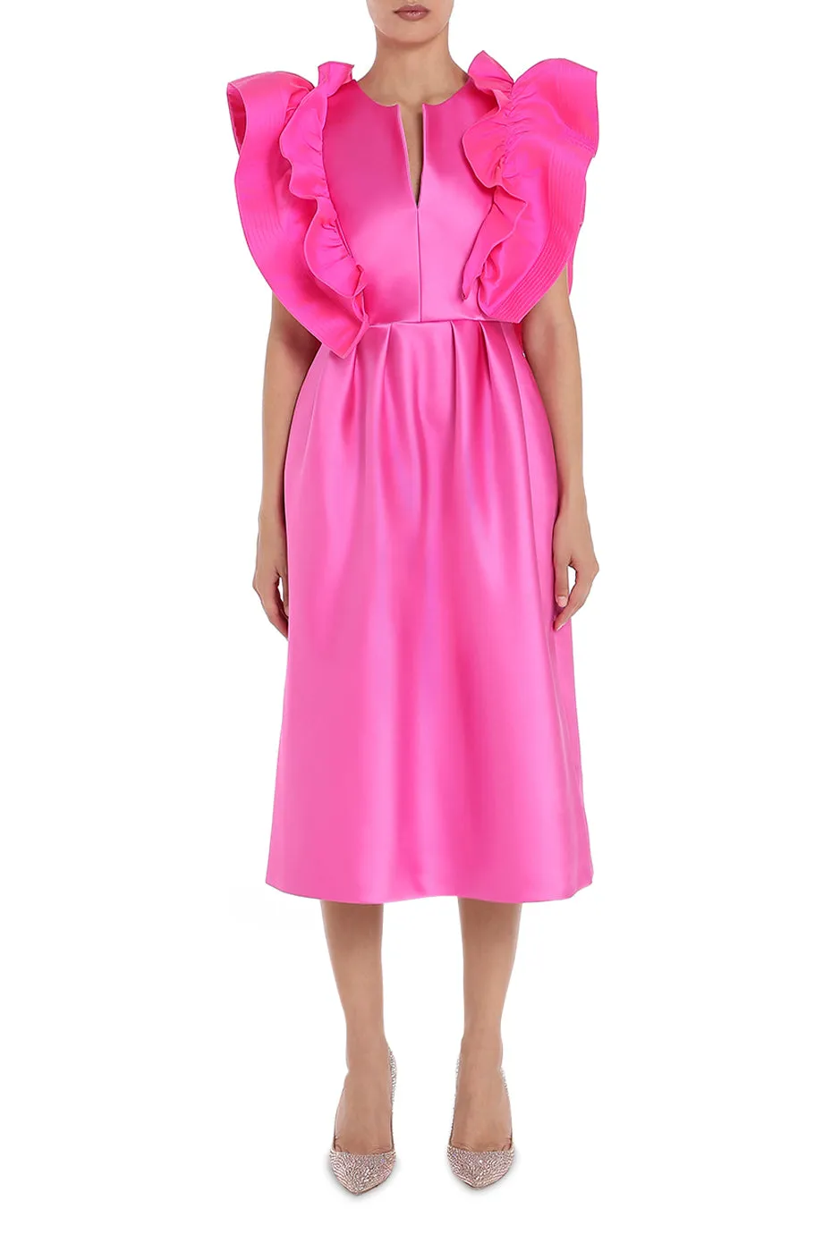 Ruffle Sleeve Midi Dress