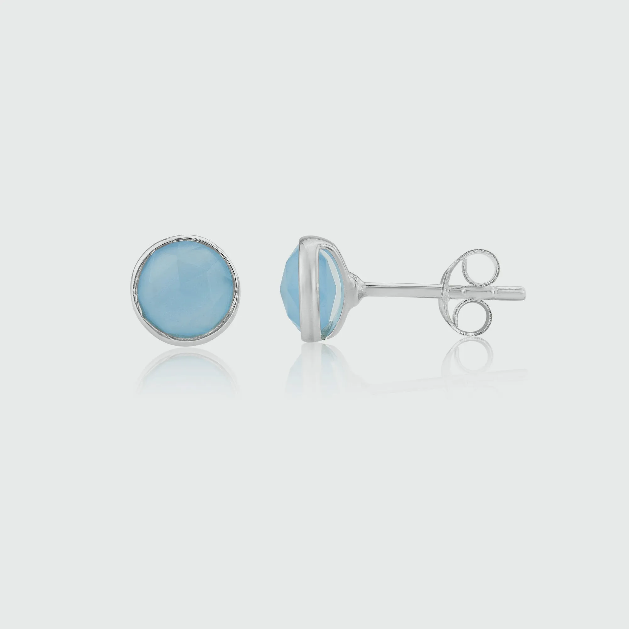 Savanne Sterling Silver & Blue Chalcedony Stud Earrings