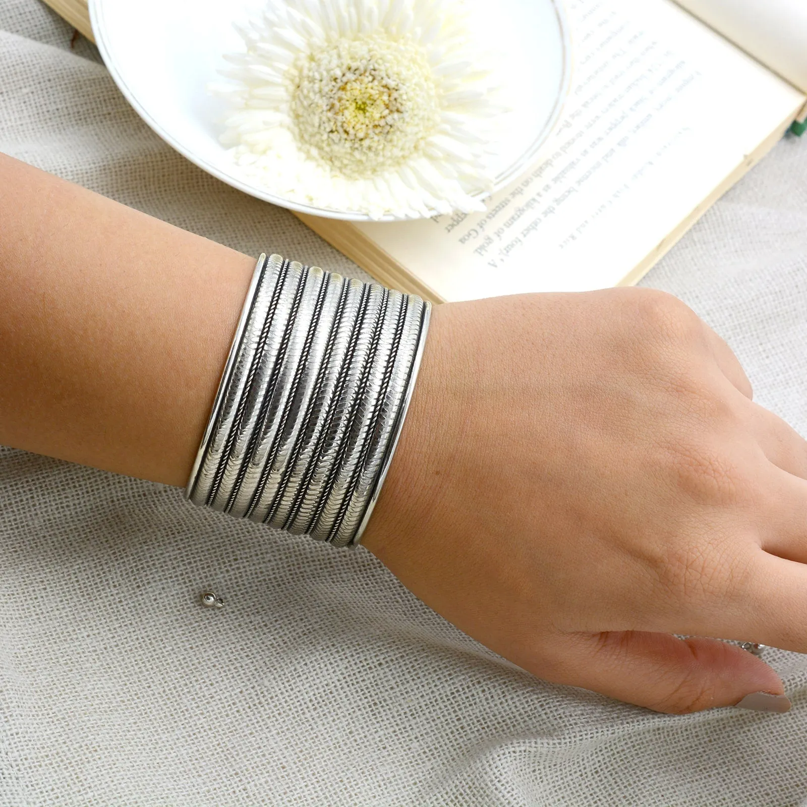 Seema Silver Oxidized Bracelet Cuff