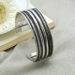 Shreya Embossed Silver Oxidized Bracelet Cuff