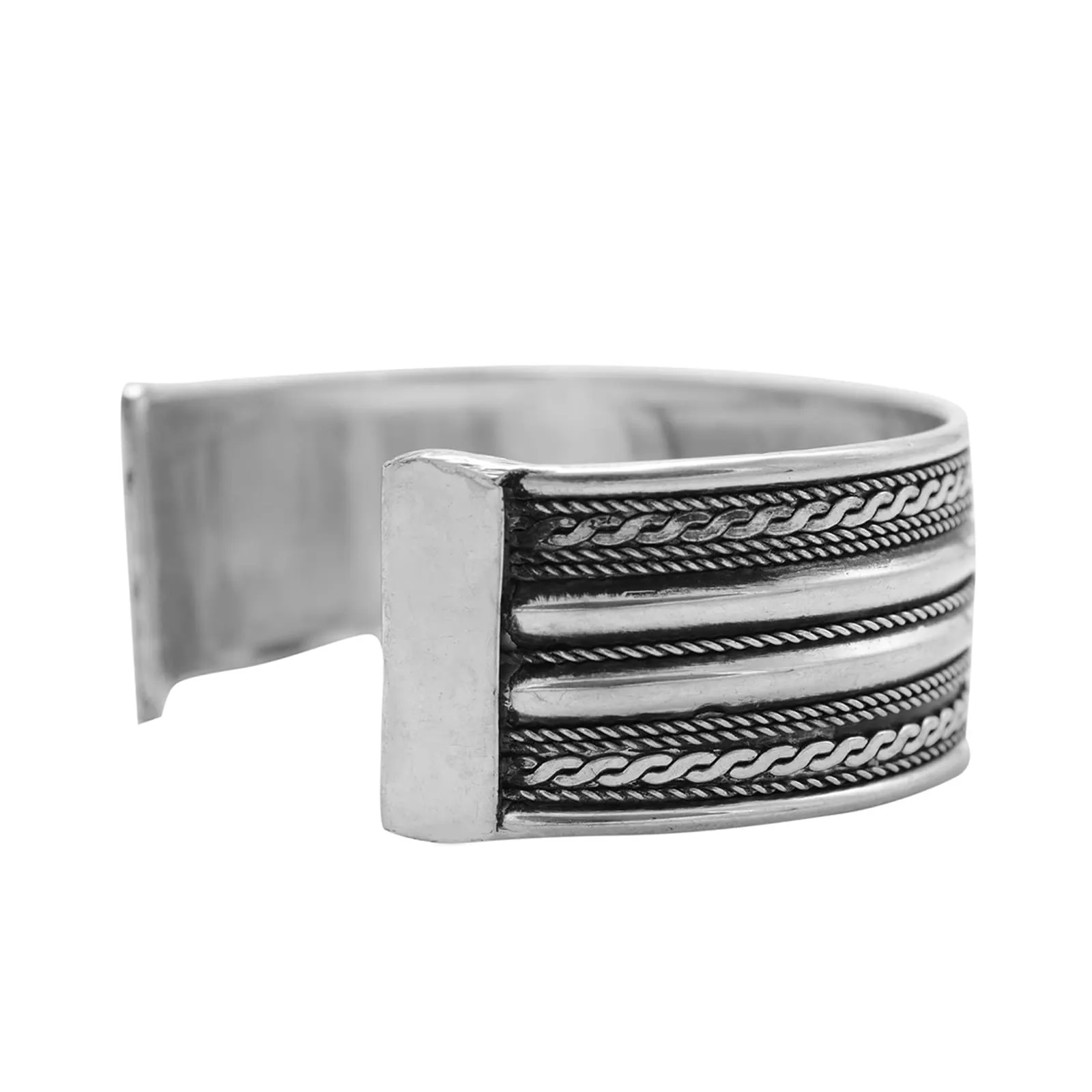 Shreya Embossed Silver Oxidized Bracelet Cuff