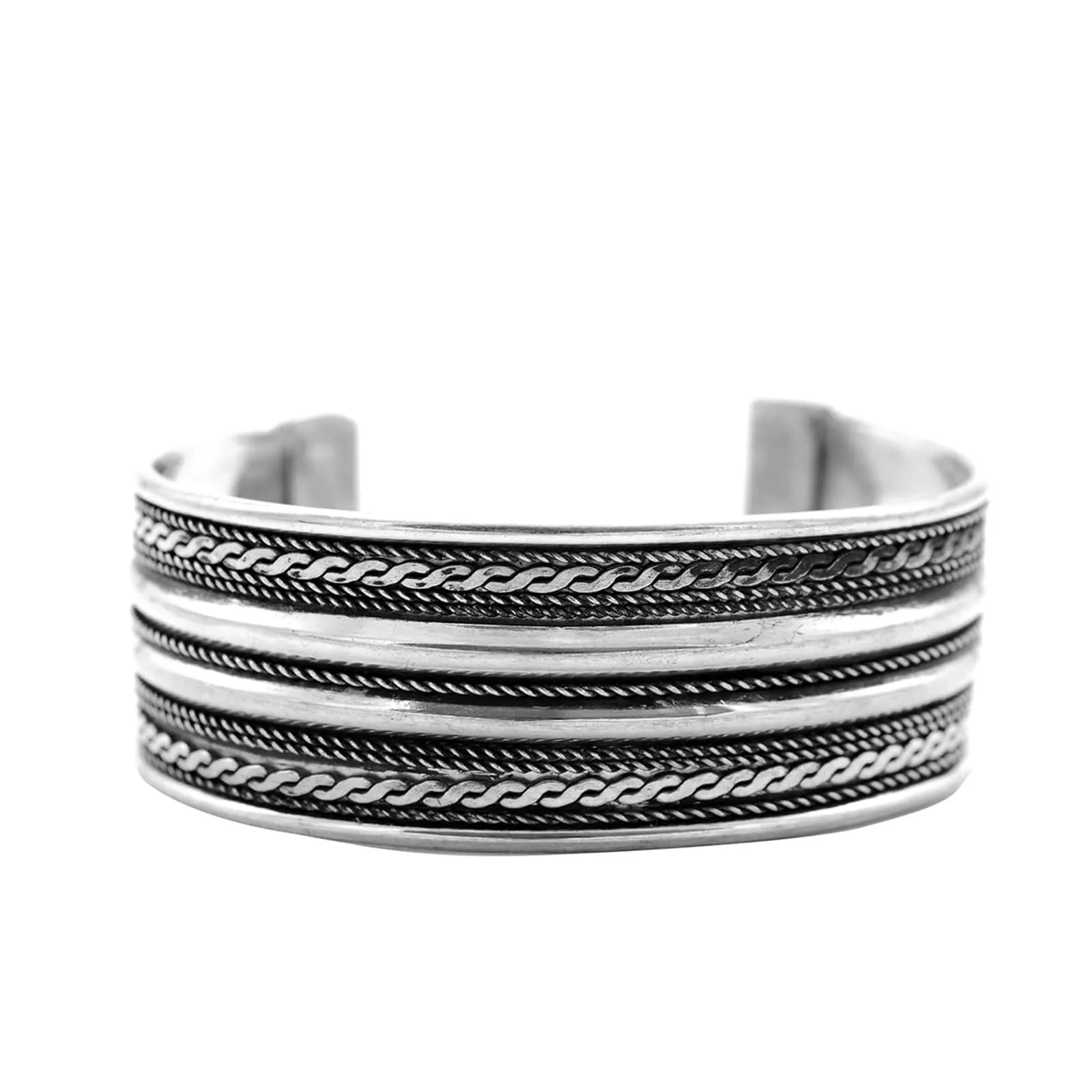 Shreya Embossed Silver Oxidized Bracelet Cuff