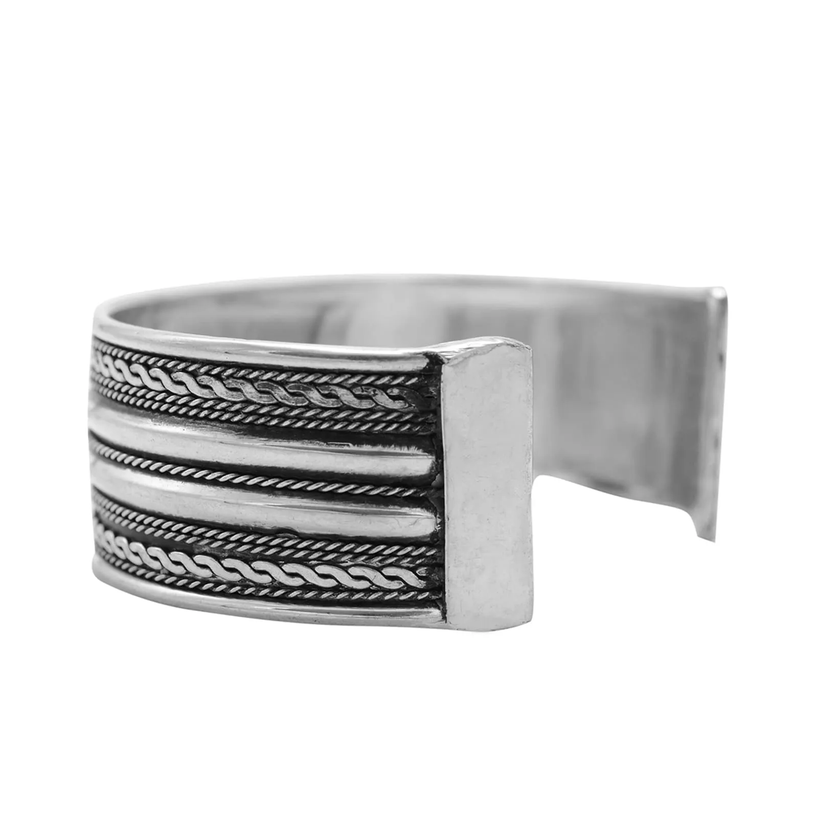 Shreya Embossed Silver Oxidized Bracelet Cuff