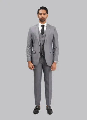 3-Piece Steel Grey Suit in Plain Design