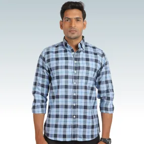 Stone Blue Checks Button Down Cotton Shirt