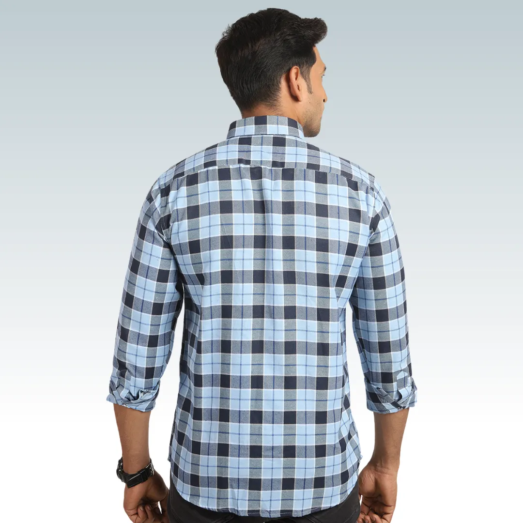 Stone Blue Checks Button Down Cotton Shirt