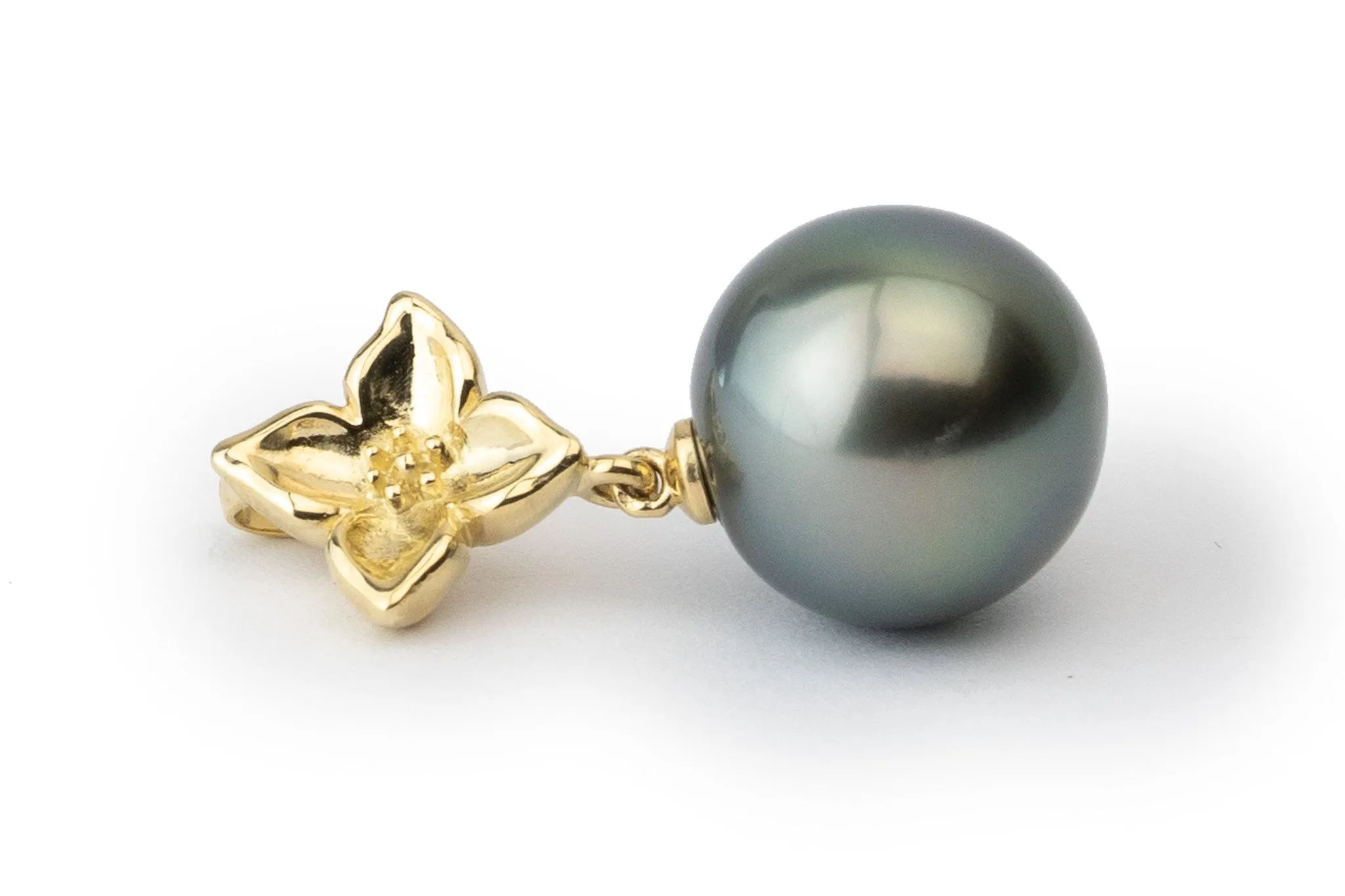 Stormy Blue Flower 13.5mm Tahitian Pearl Pendant