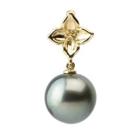 Stormy Blue Flower 13.5mm Tahitian Pearl Pendant