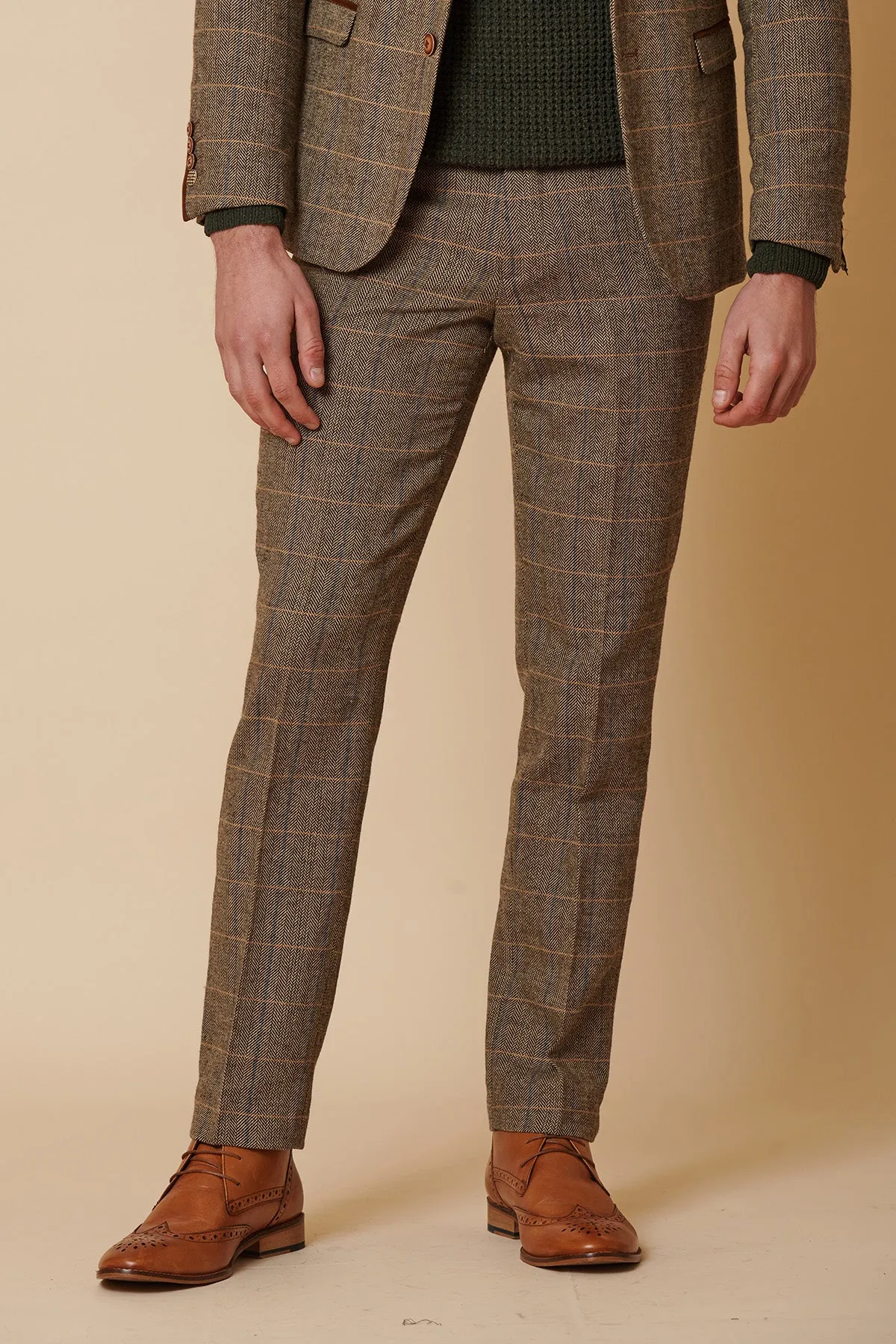 TED - Tan Tweed Check Two Piece Suit