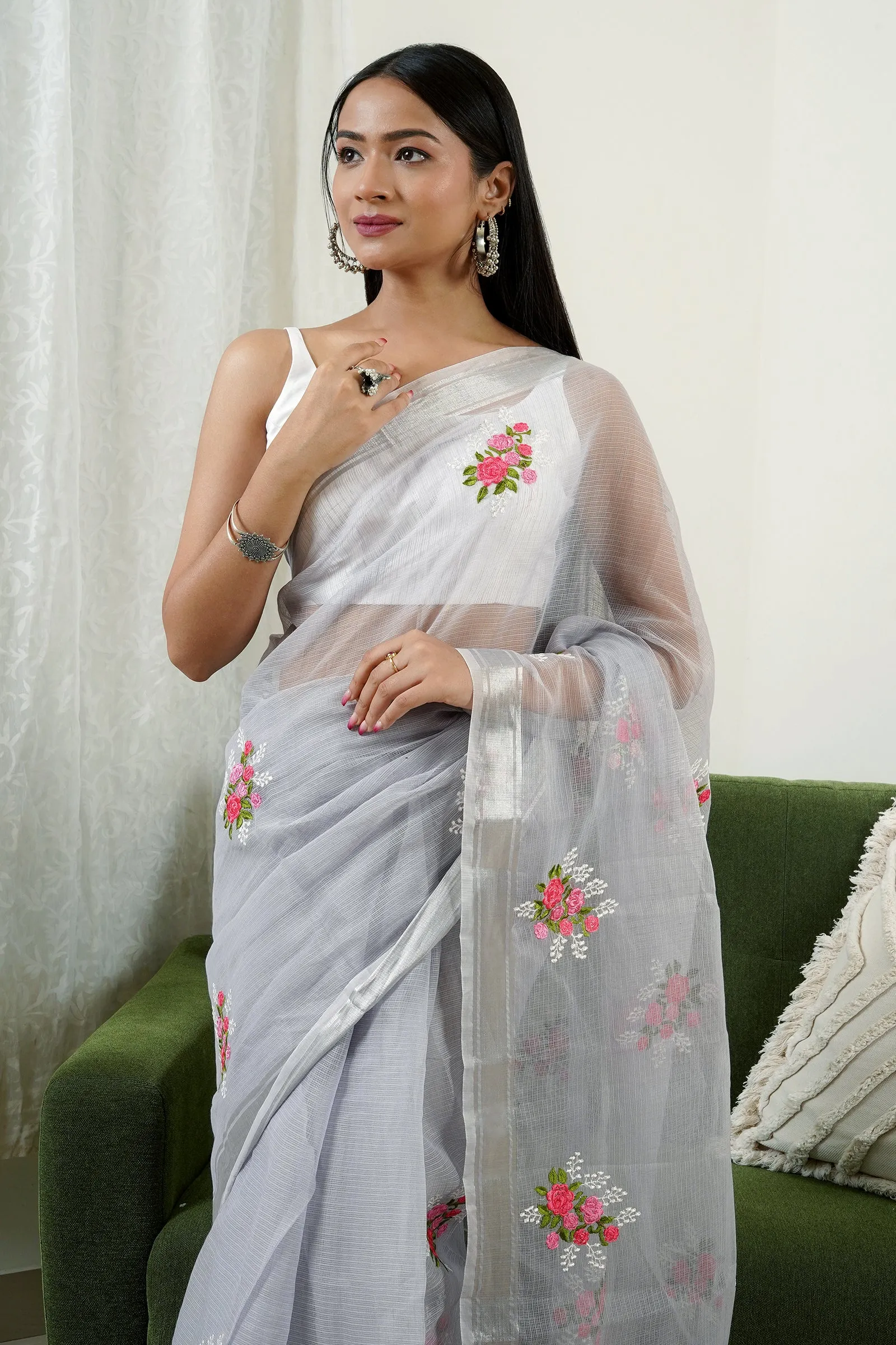 Teejh Aisha Kota Embroidered Saree