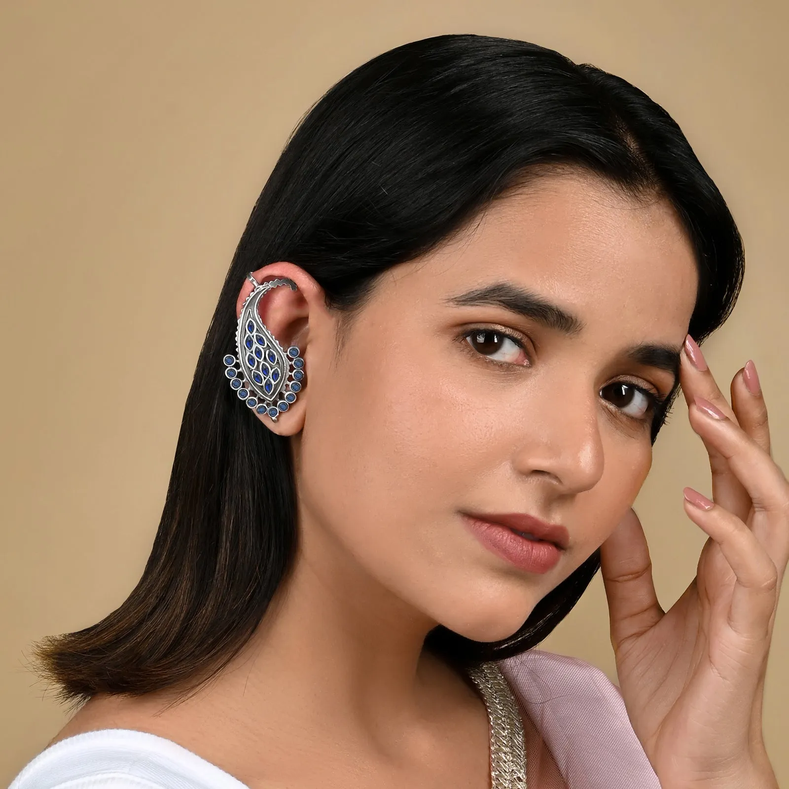 Teejh Anoshka Silver Oxidised Earcuff