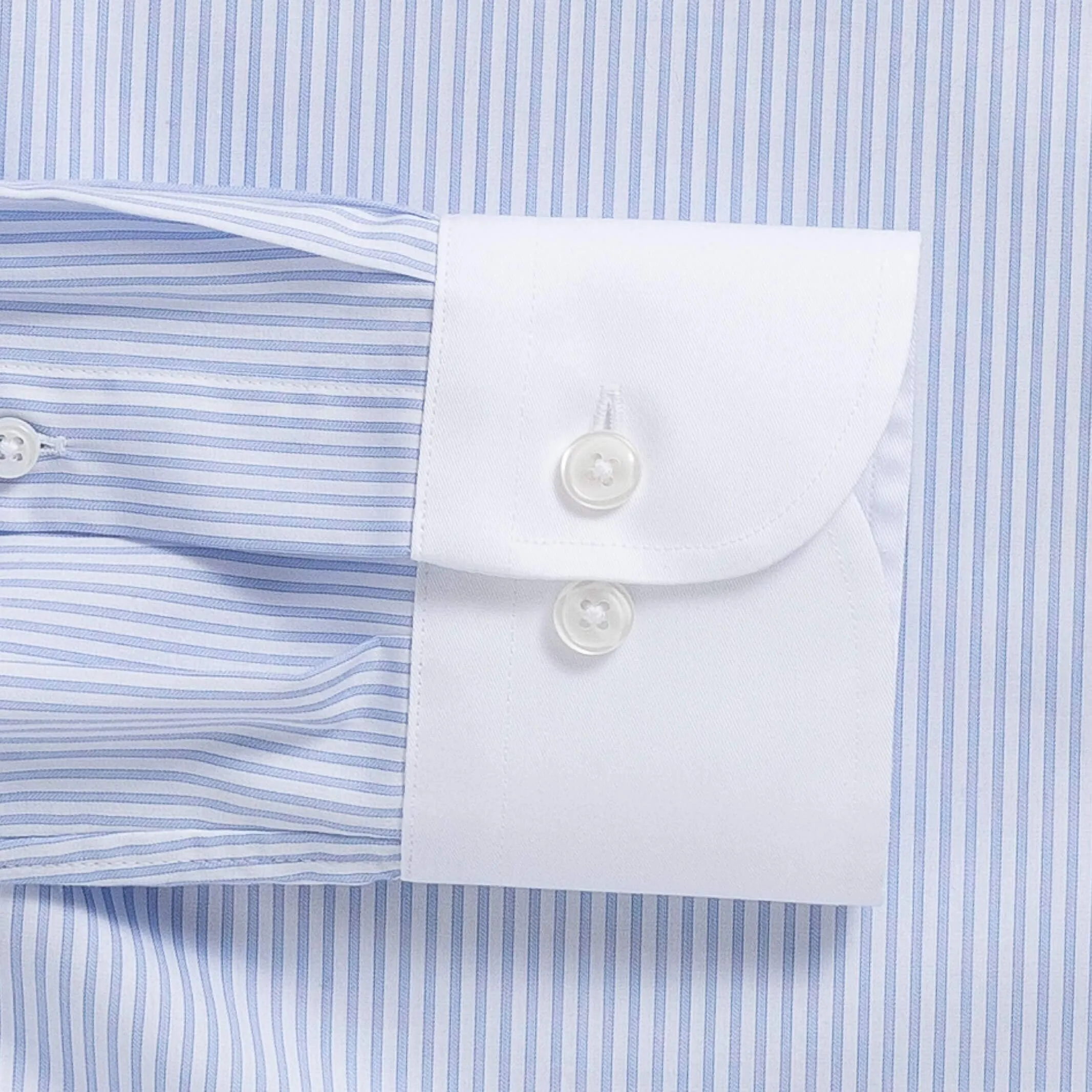 The Blue Kent Stripe Winchester Collar Custom Shirt