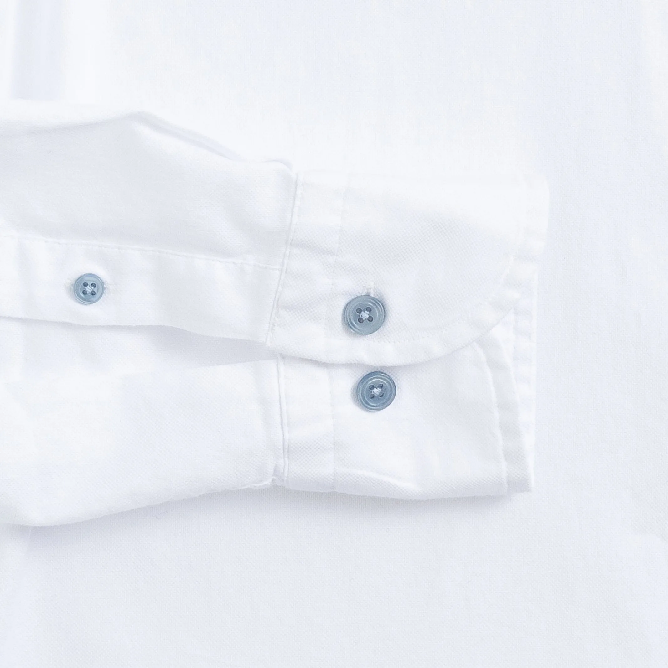 Asbury Soft Oxford Shirt in White with Blue Buttons