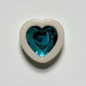 White & Blue Heart Crystal Phone Grip