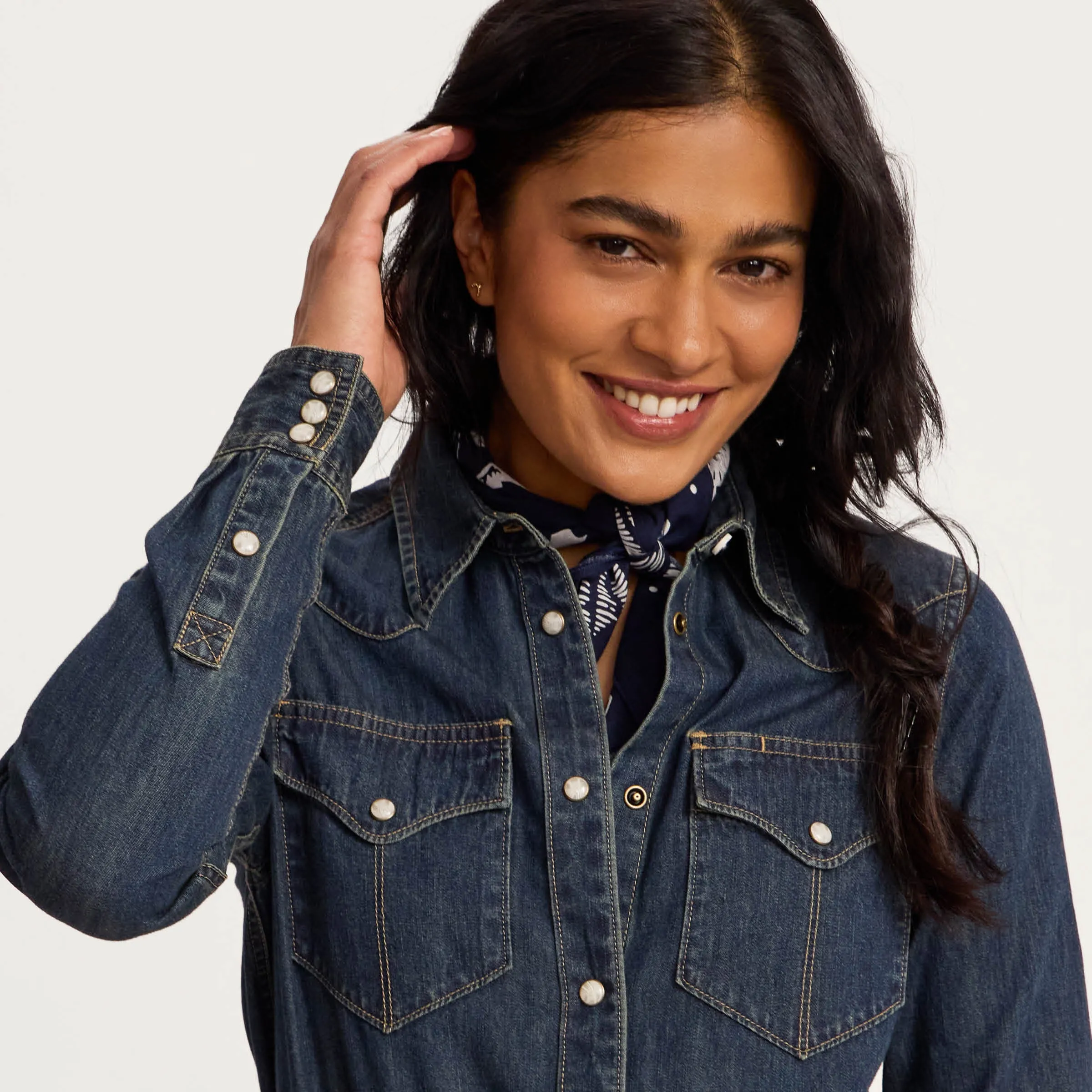 Women's Denim Pearl Snap